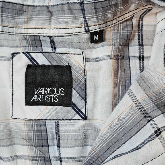Various Artists Short Sleeve Plaid Shirt Pearl Snap - Medium - Picture 3 of 11